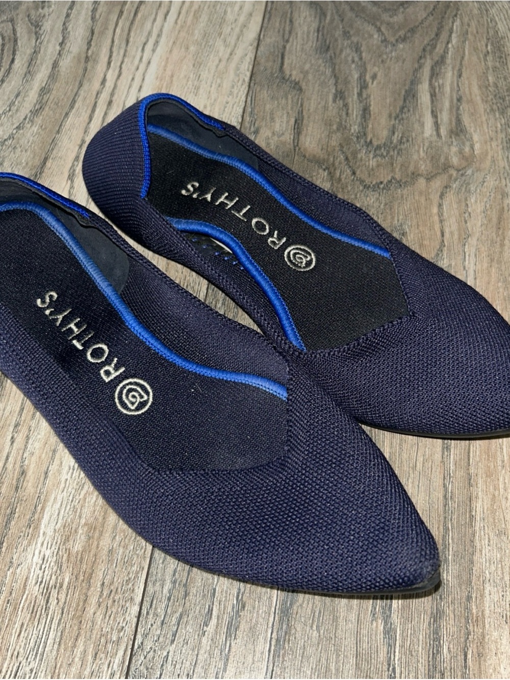 ROTHY'S 'The Point' Navy Knit Ballet Flat Size US 6 M
